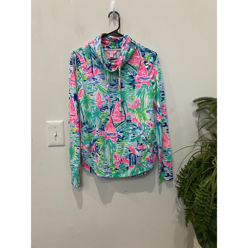 New Lilly Pulitzer Fletcher Cotton Blend Pullover Salt Is In Air Sweatshirt  XS